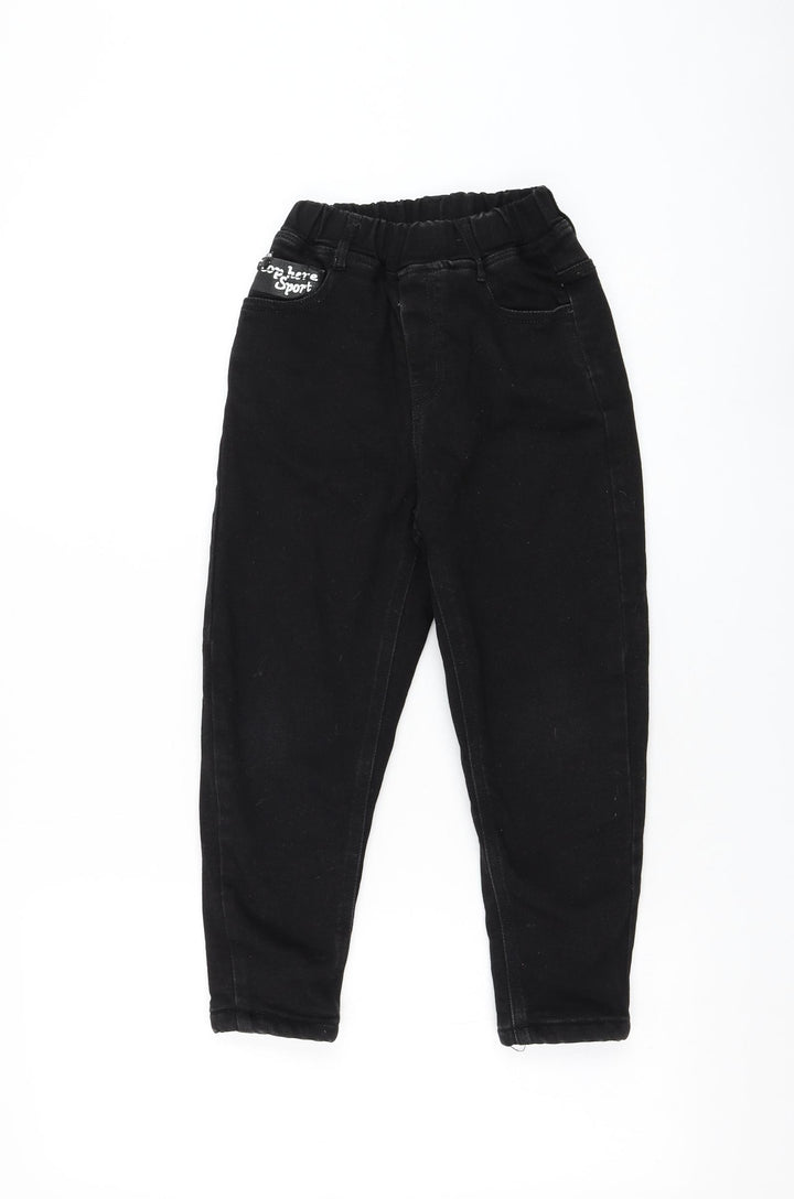 Fashion Cowboy Girls Black Polyester Skinny Jeans Size 11 Years Regular Pullover