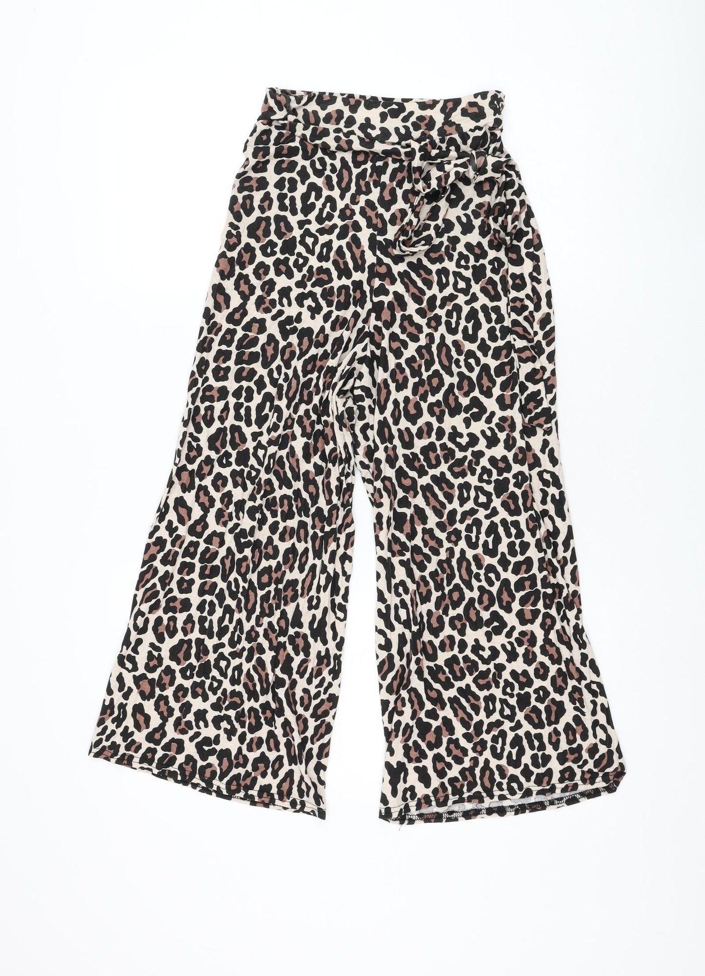 I SAW IT FIRST Womens Beige Animal Print Viscose Cropped Trousers Size 6 L20 in Regular