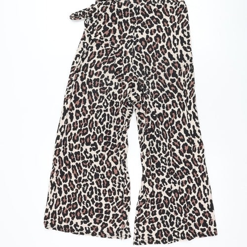 I SAW IT FIRST Womens Beige Animal Print Viscose Cropped Trousers Size 6 L20 in Regular