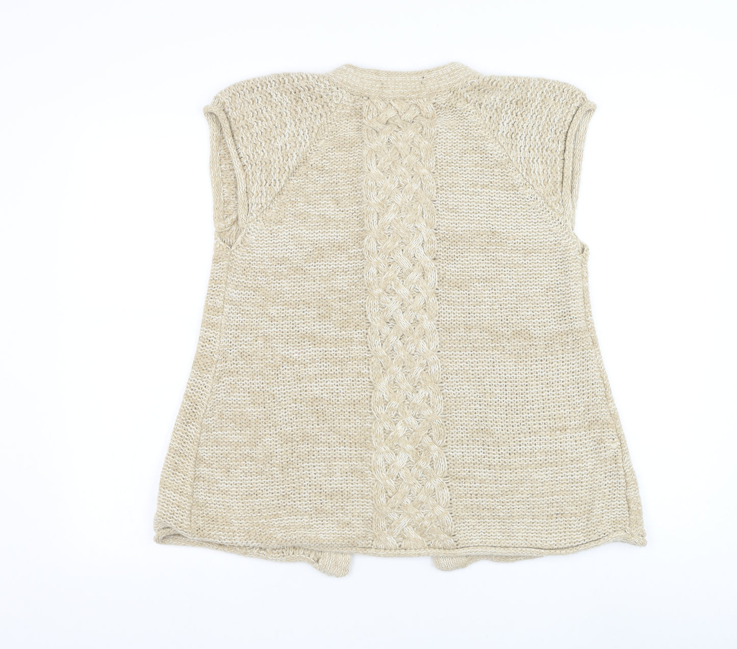 Marks and Spencer Womens Beige Round Neck Polyester Cardigan Jumper Size 12