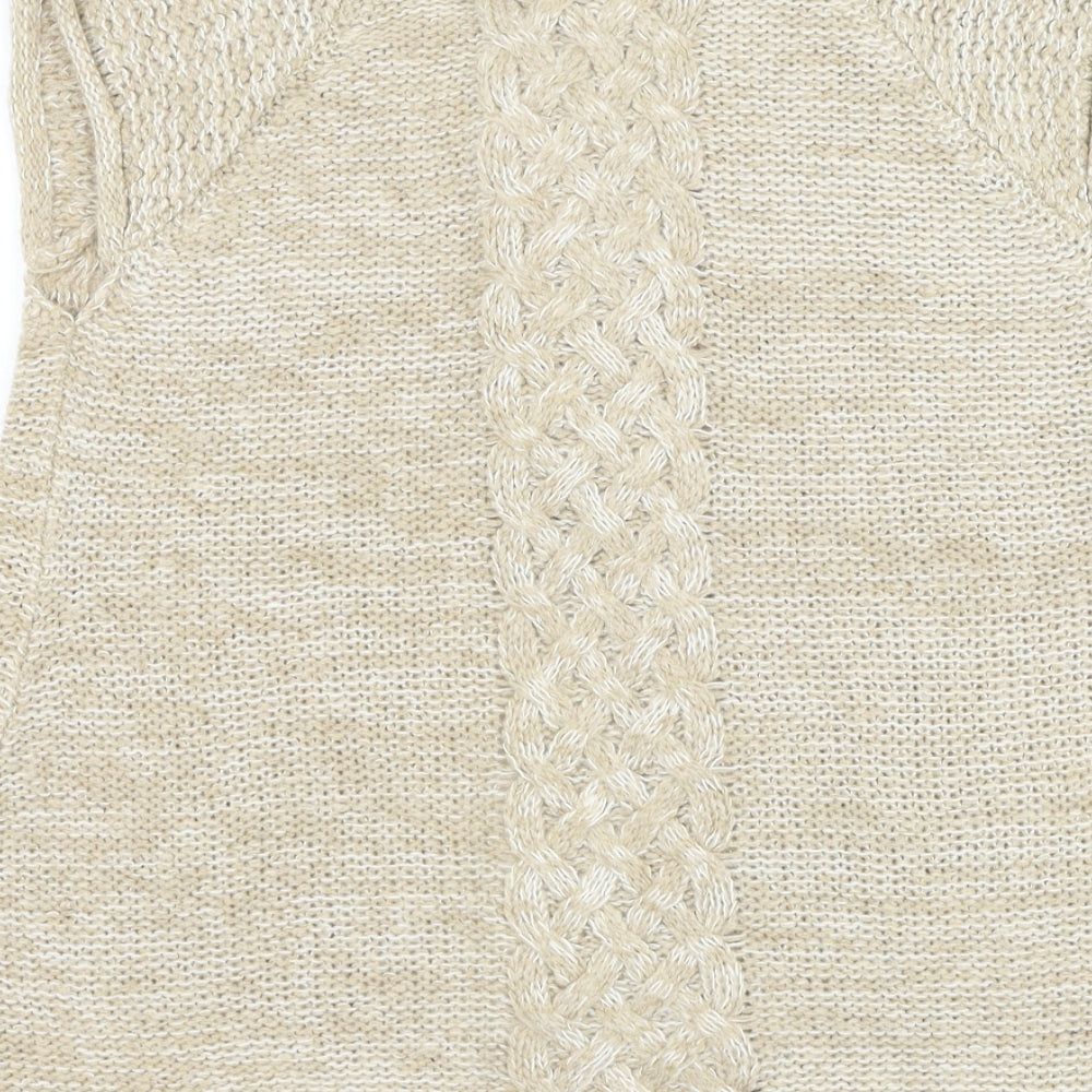 Marks and Spencer Womens Beige Round Neck Polyester Cardigan Jumper Size 12