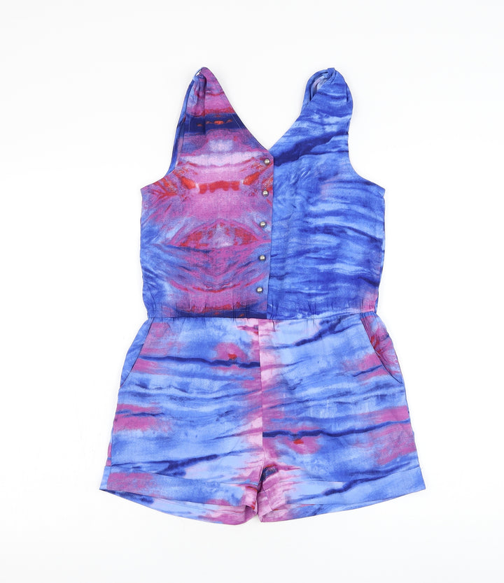 Preworn Womens Blue Polyester Bodysuit One-Piece Size XS Button