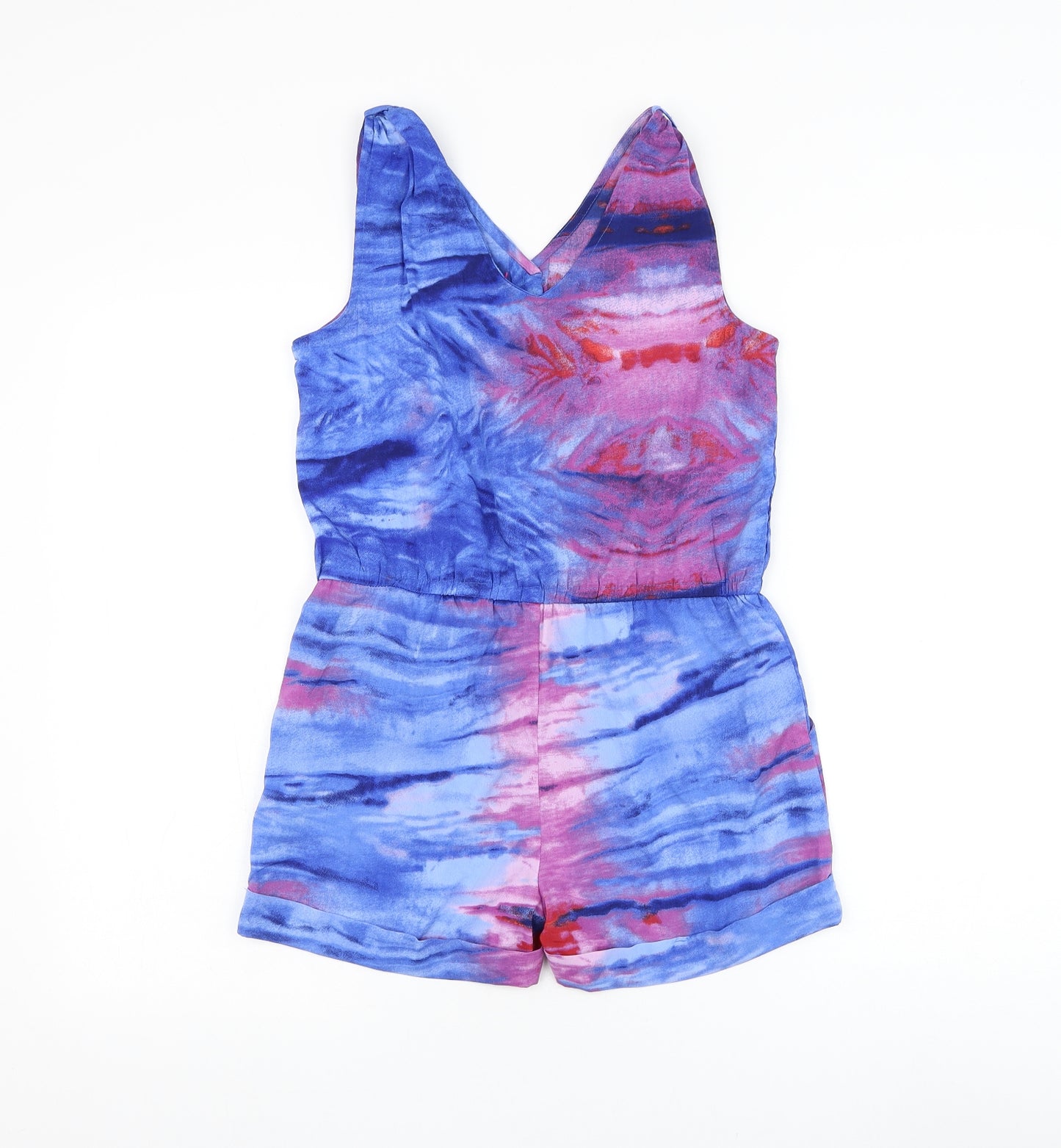 Preworn Womens Blue Polyester Bodysuit One-Piece Size XS Button