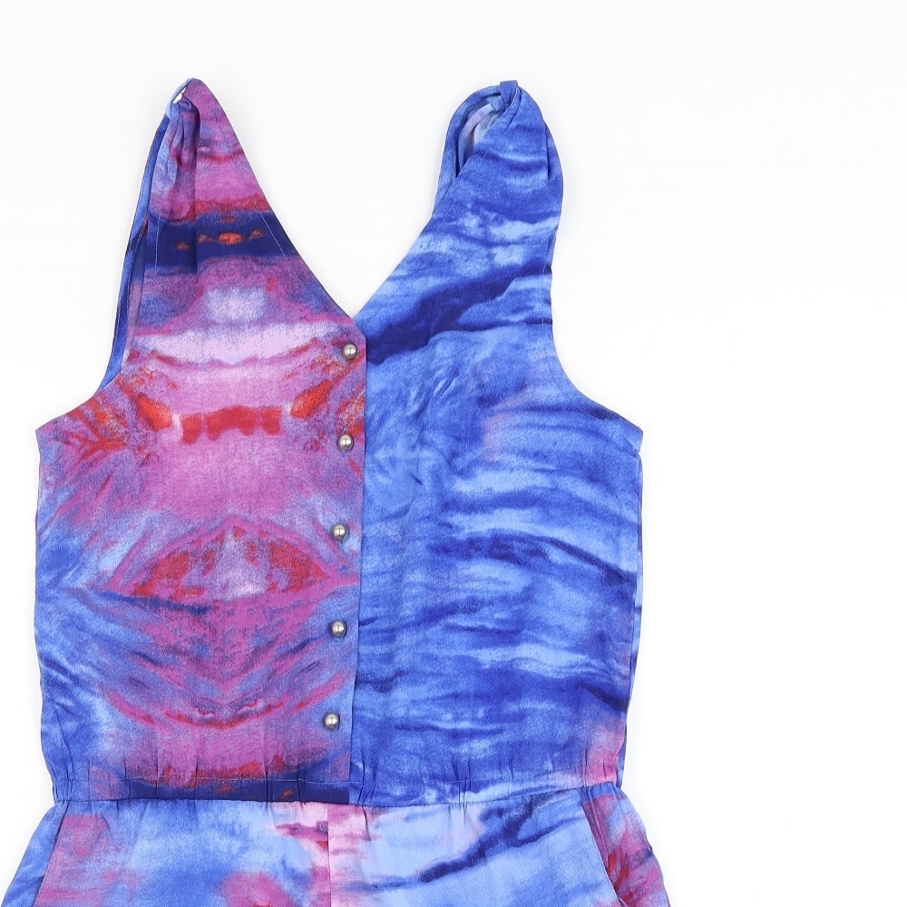 Preworn Womens Blue Polyester Bodysuit One-Piece Size XS Button