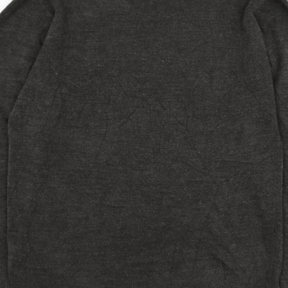 Peacocks Mens Grey V-Neck Acrylic Pullover Jumper Size L