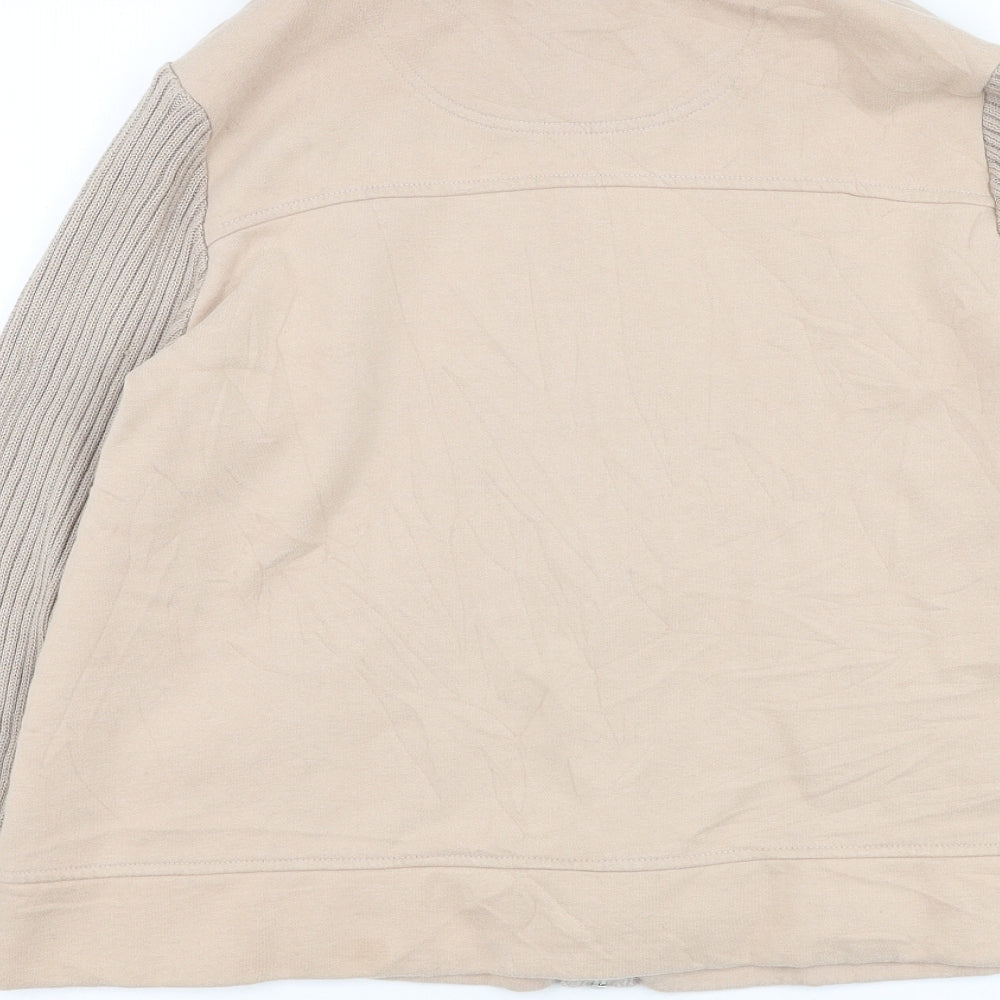 M&Co Womens Beige Cotton Full Zip Sweatshirt Size XL Zip