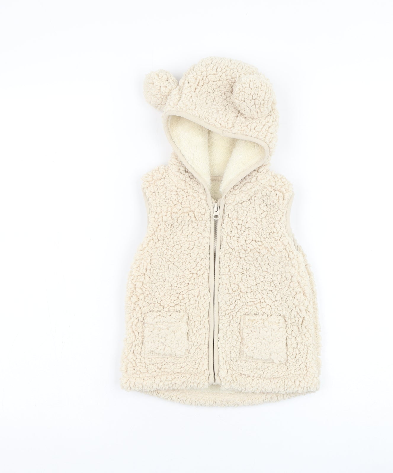 George Boys Ivory Gilet Coatigan Size 12-18 Months Zip - Disney