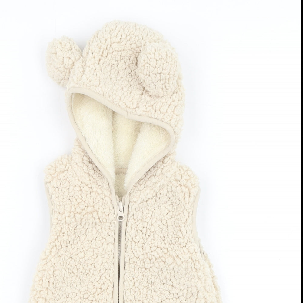 George Boys Ivory Gilet Coatigan Size 12-18 Months Zip - Disney