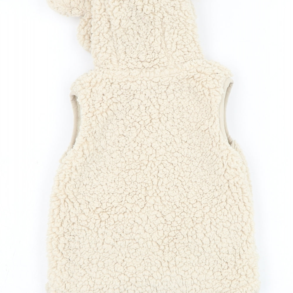 George Boys Ivory Gilet Coatigan Size 12-18 Months Zip - Disney
