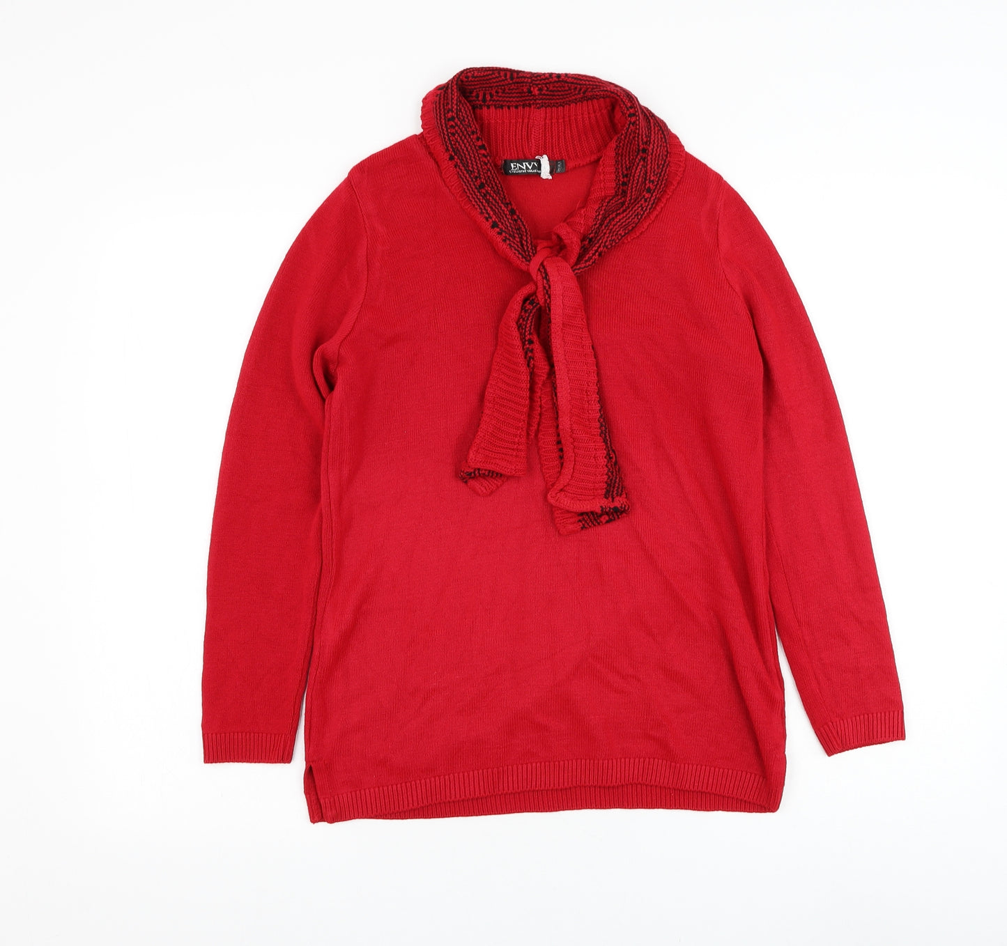 Envy Womens Red Round Neck Acrylic Pullover Jumper Size S