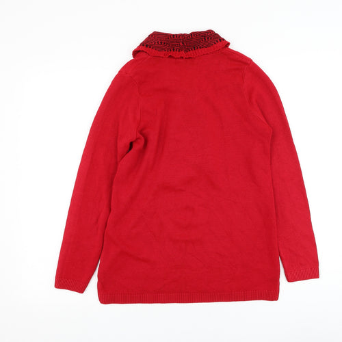 Envy Womens Red Round Neck Acrylic Pullover Jumper Size S