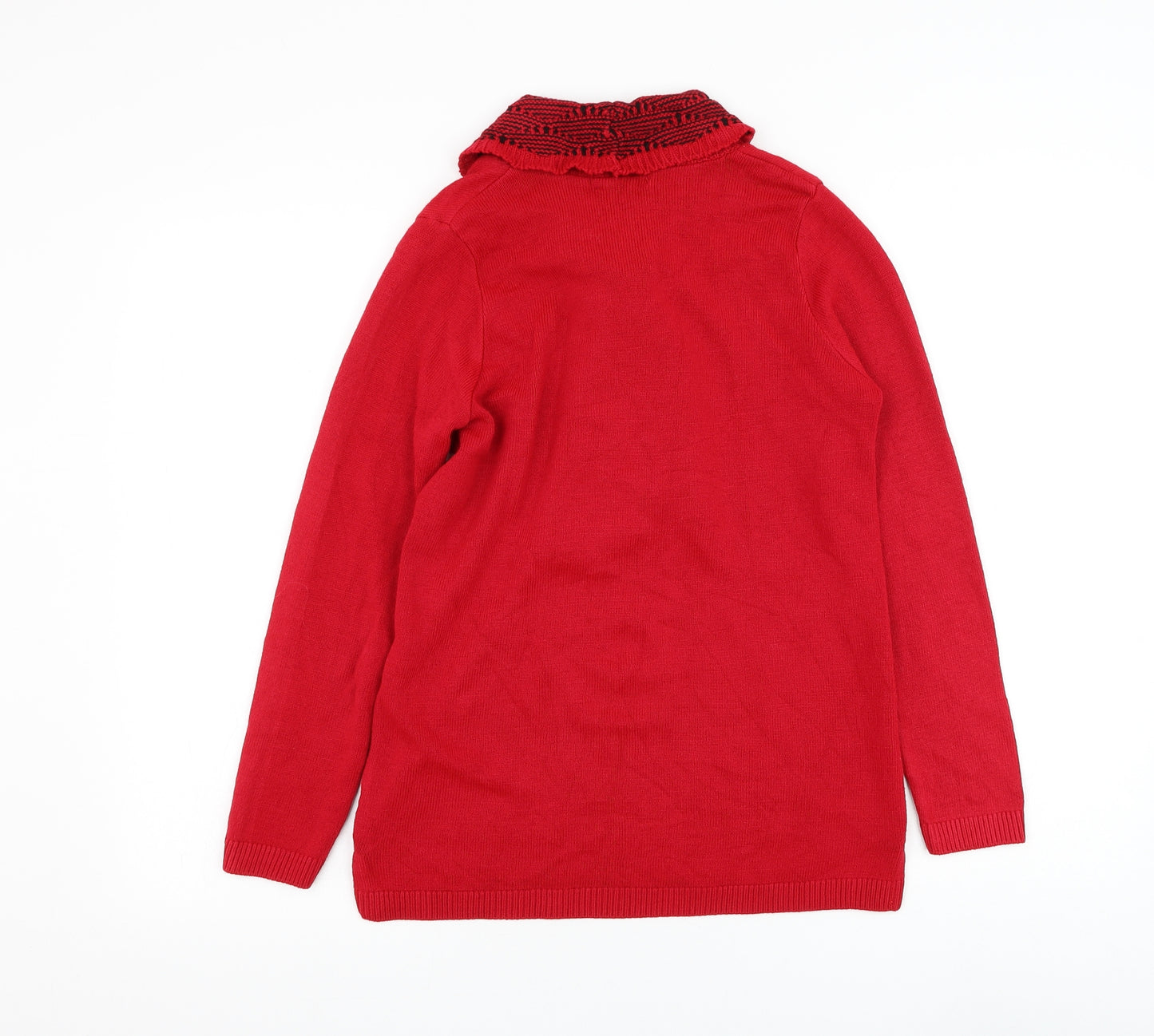 Envy Womens Red Round Neck Acrylic Pullover Jumper Size S