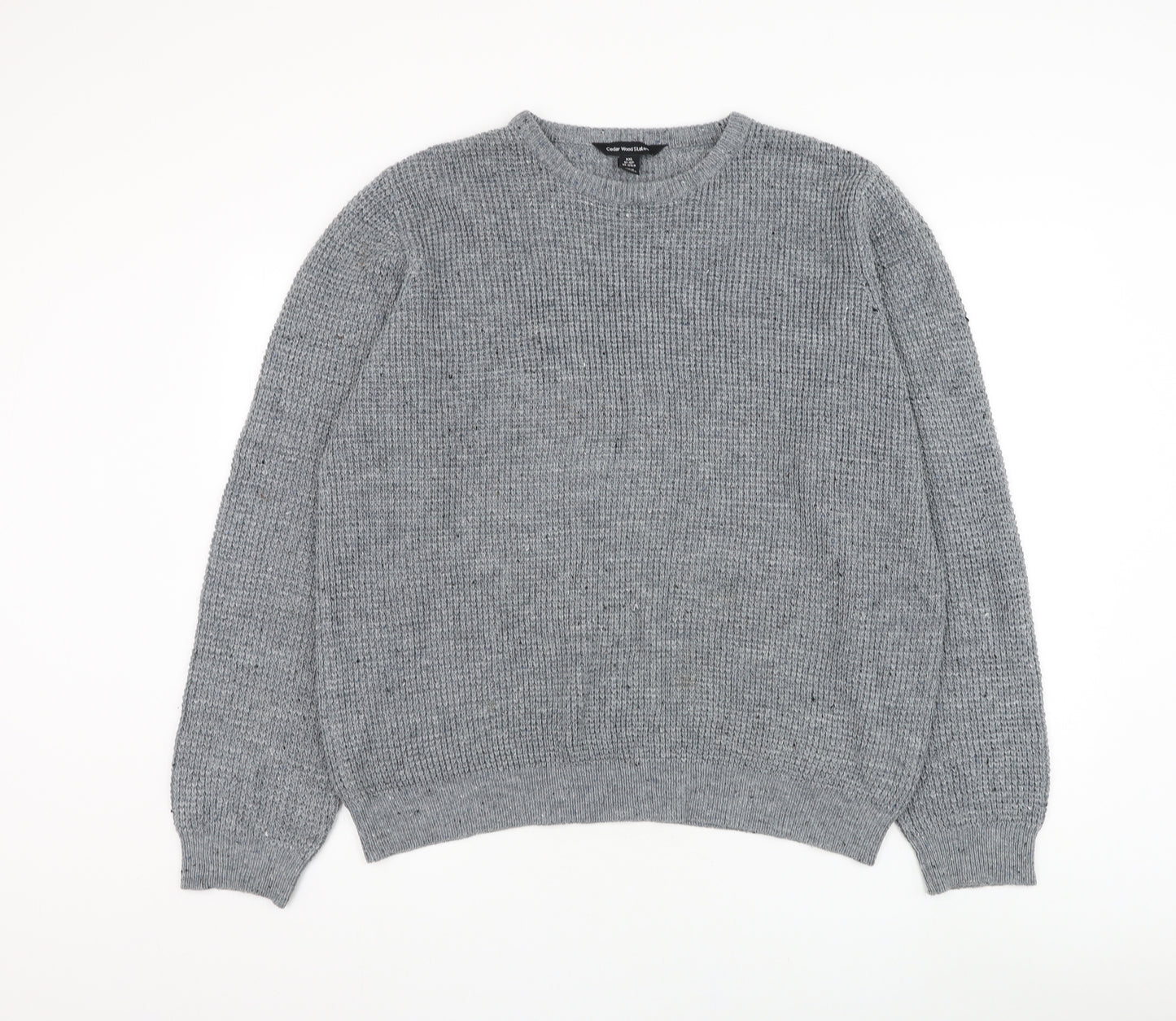 Cedar Wood State Mens Grey Round Neck Acrylic Pullover Jumper Size 2XL