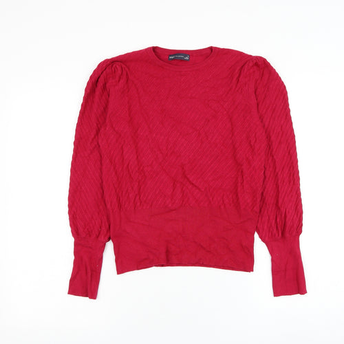 Marks and Spencer Womens Pink Round Neck Viscose Pullover Jumper Size 12
