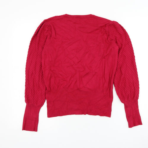 Marks and Spencer Womens Pink Round Neck Viscose Pullover Jumper Size 12