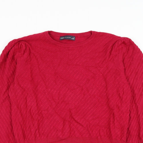 Marks and Spencer Womens Pink Round Neck Viscose Pullover Jumper Size 12