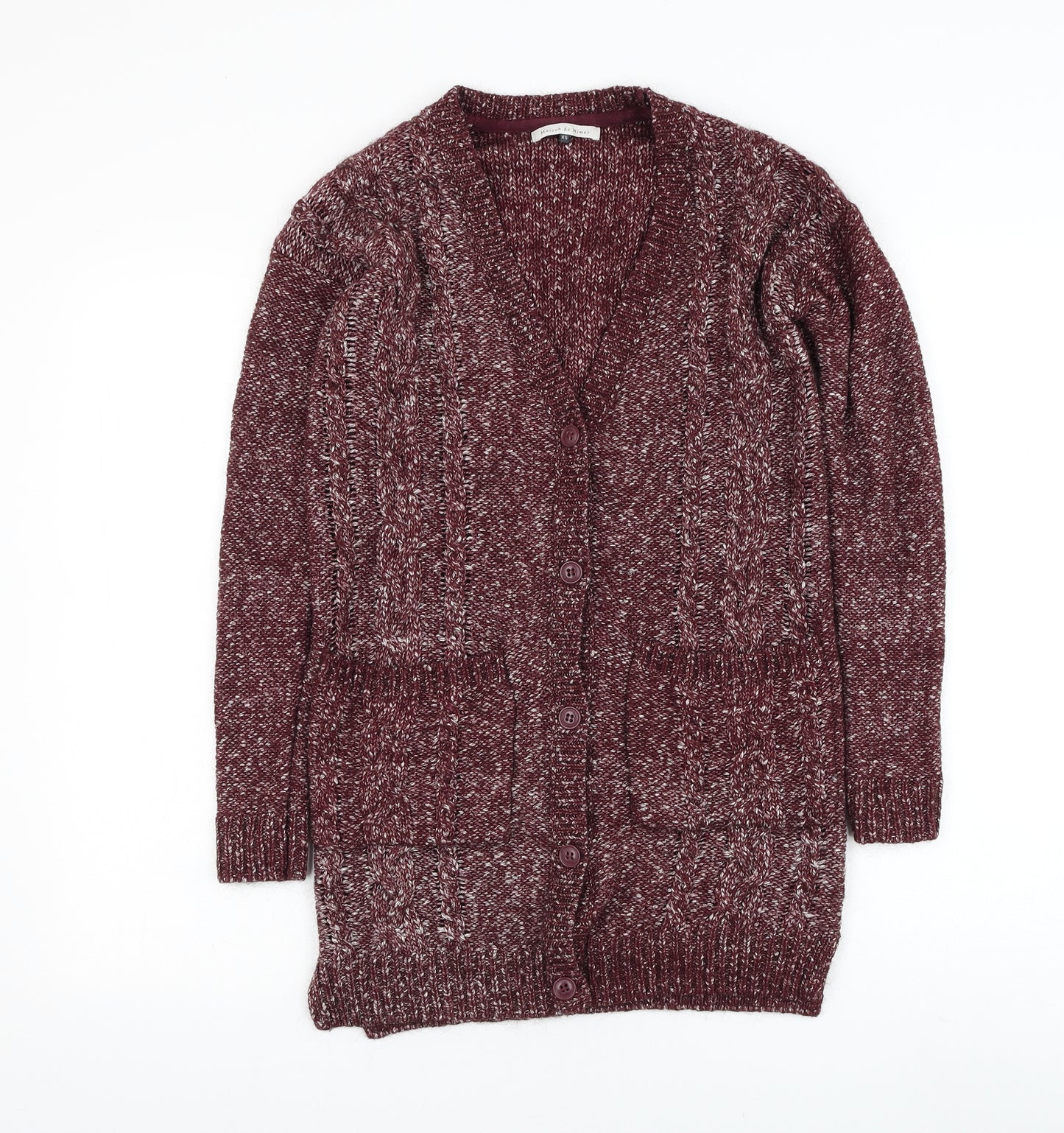 House of Fraser Womens Red V-Neck Cotton Cardigan Jumper Size XS