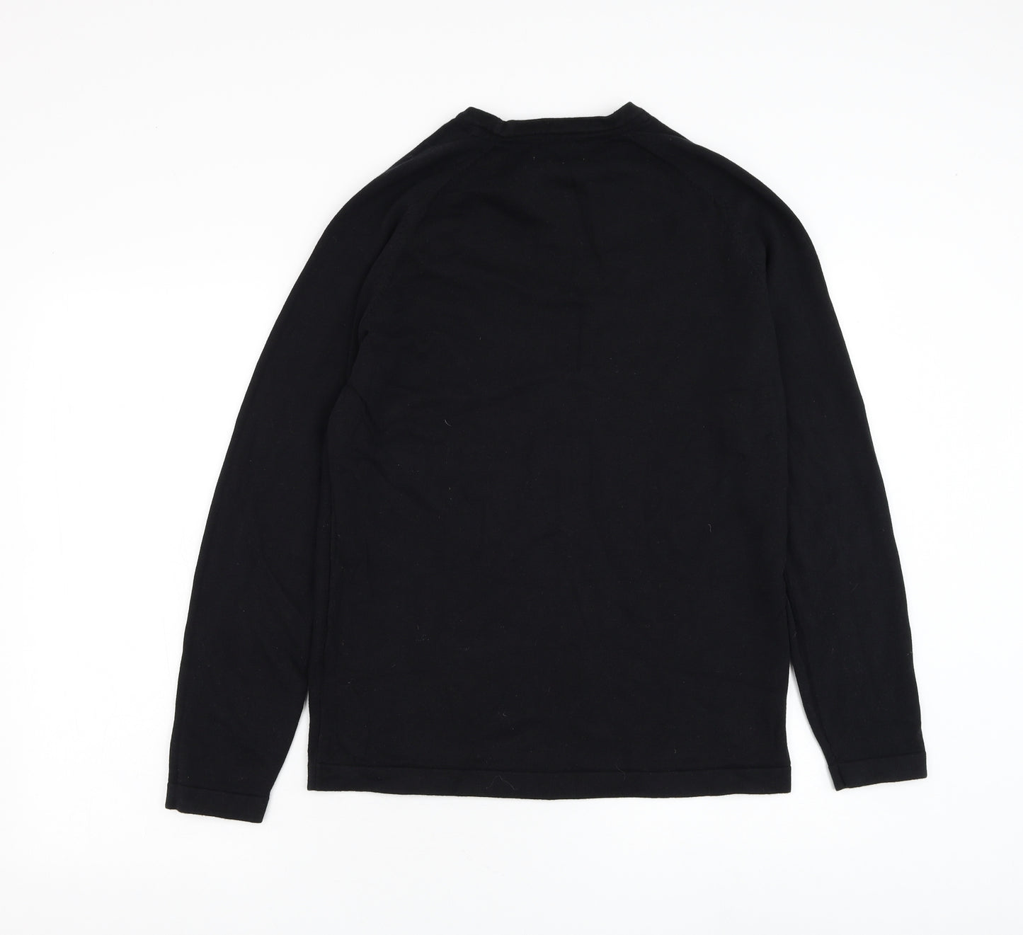 Red Herring Mens Black Round Neck Cotton Pullover Jumper Size S