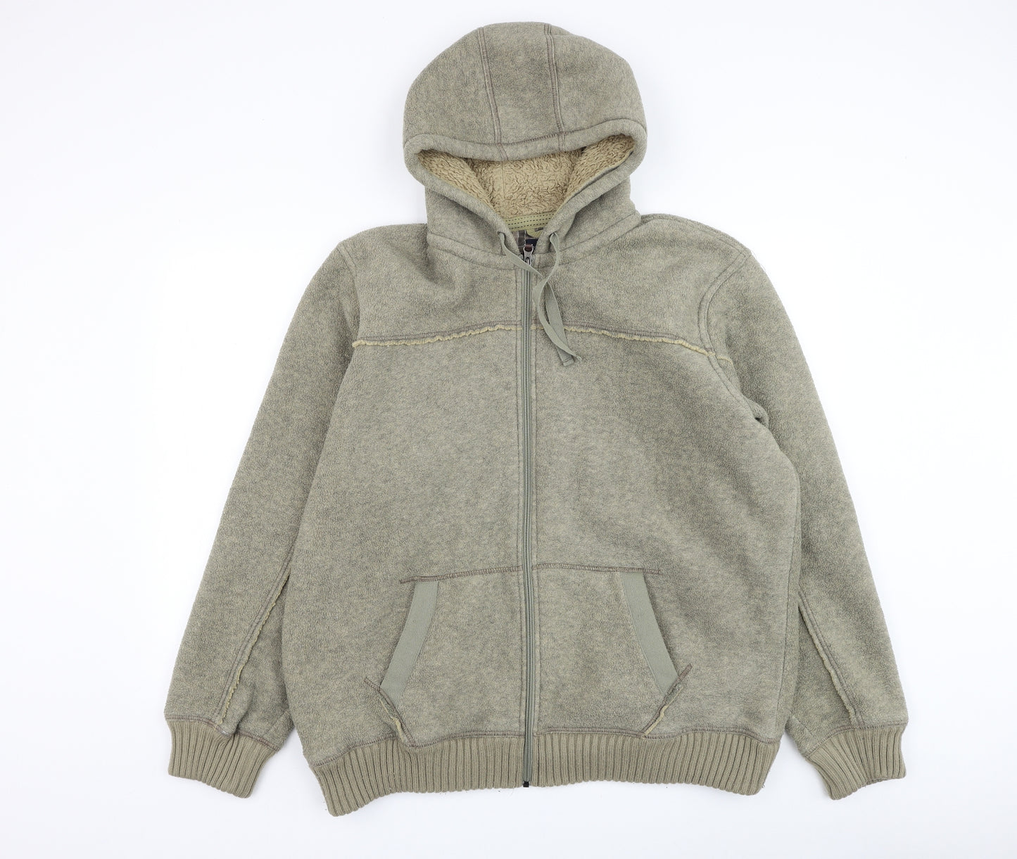 Marks and Spencer Mens Green Polyester Full Zip Hoodie Size XL