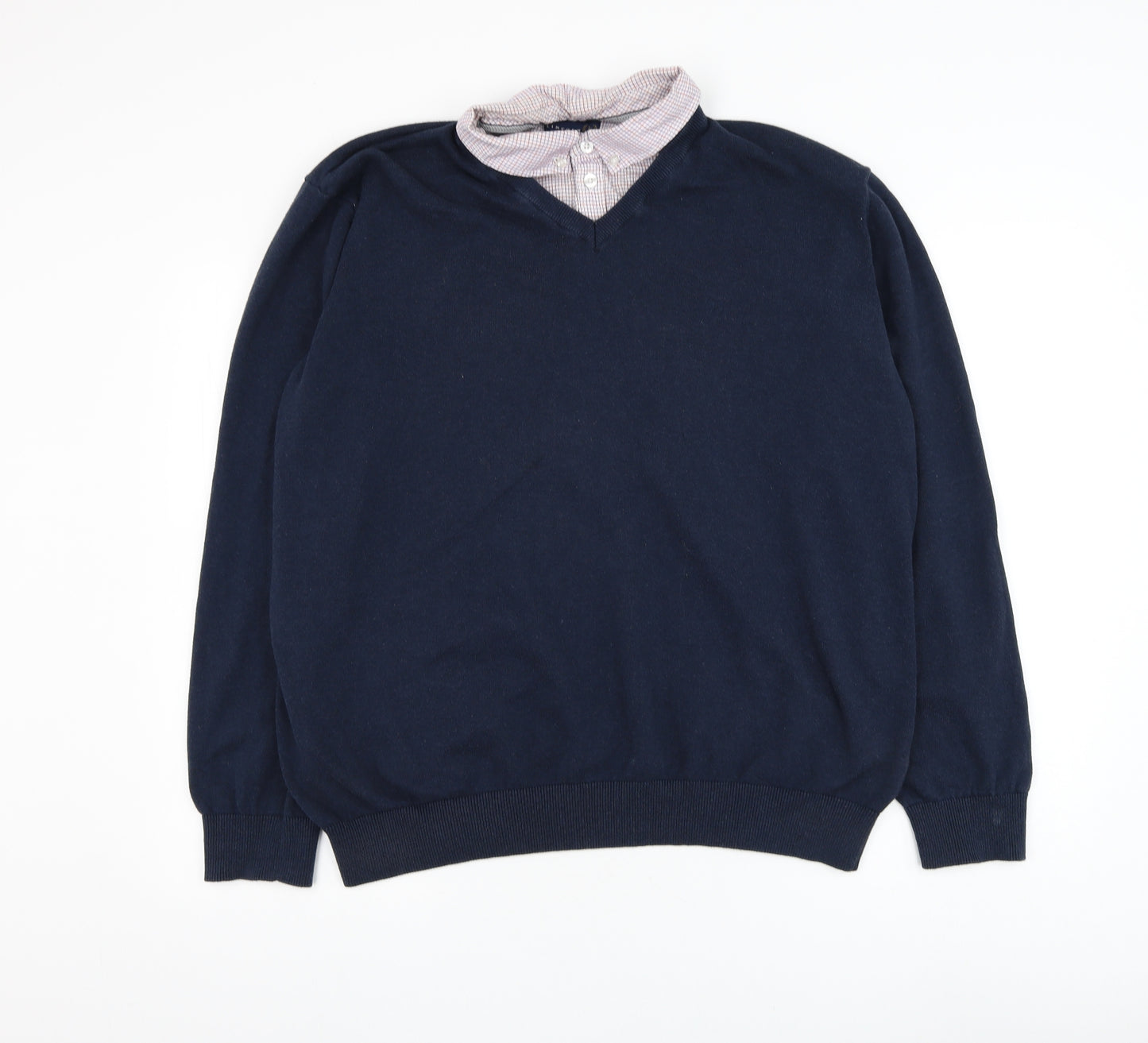 Matalan Mens Blue Collared Cotton Pullover Jumper Size 2XL