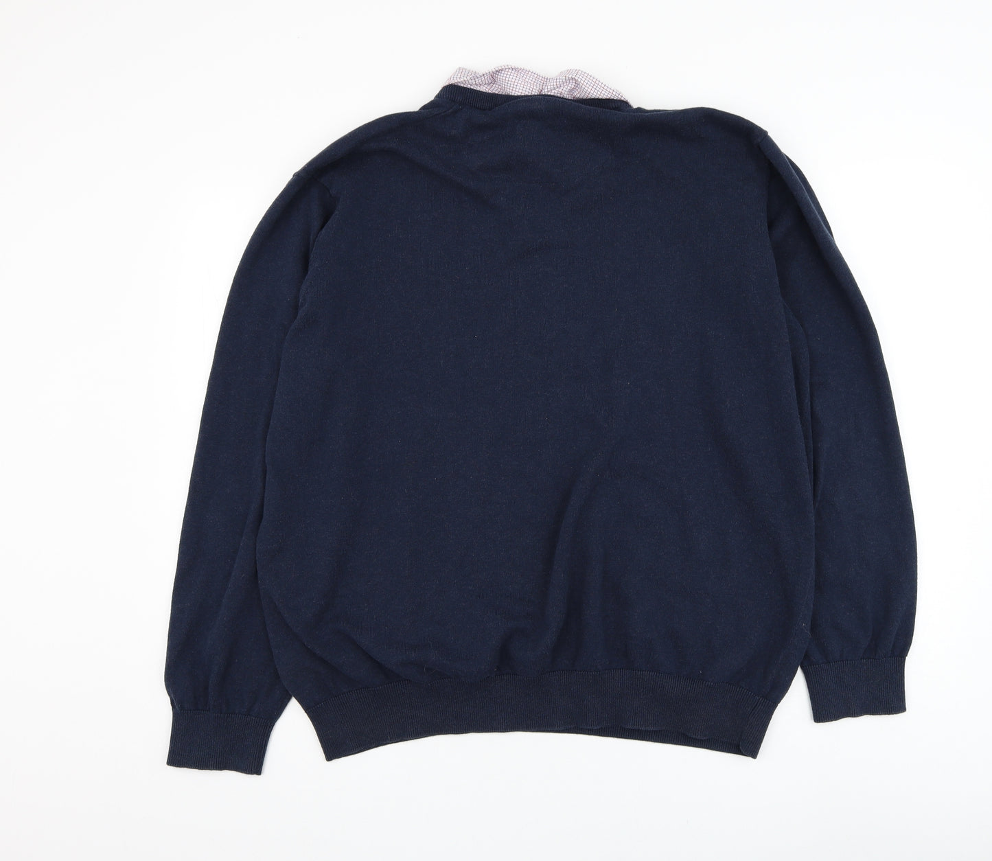 Matalan Mens Blue Collared Cotton Pullover Jumper Size 2XL