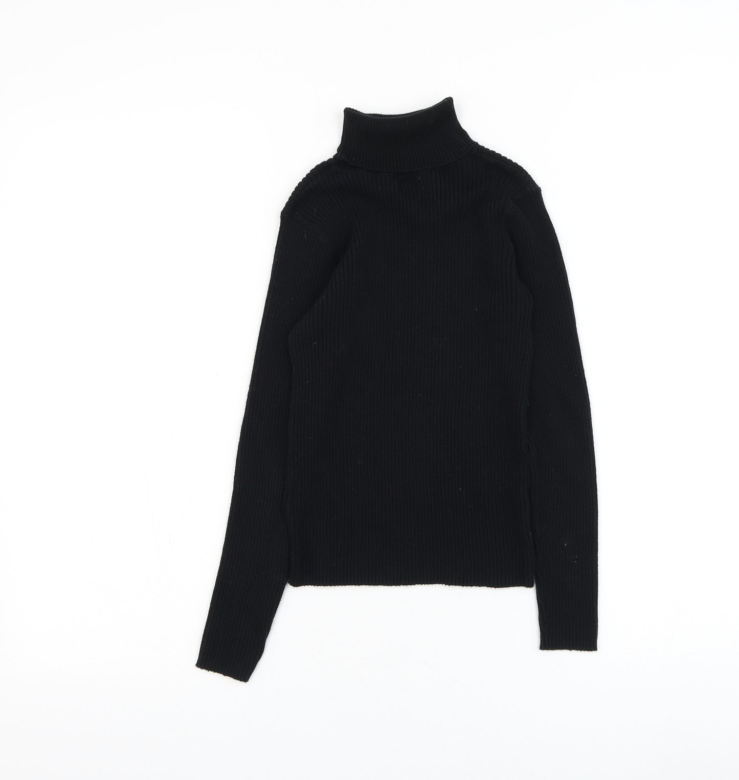 NEXT Girls Black Roll Neck Cotton Pullover Jumper Size 9 Years Pullover