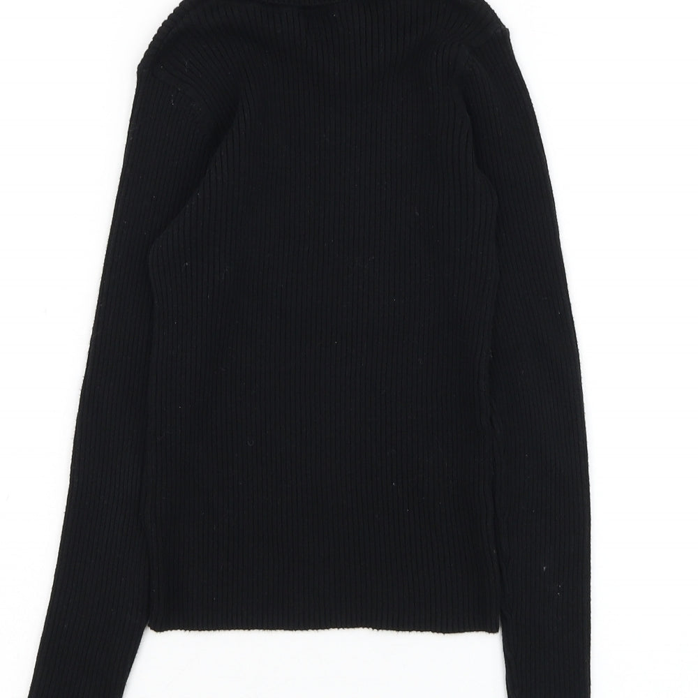 NEXT Girls Black Roll Neck Cotton Pullover Jumper Size 9 Years Pullover