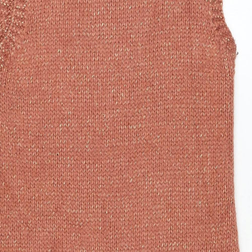 Preworn Womens Pink Polyacrylate Fibre Jumper Dress Size 14 Round Neck Pullover