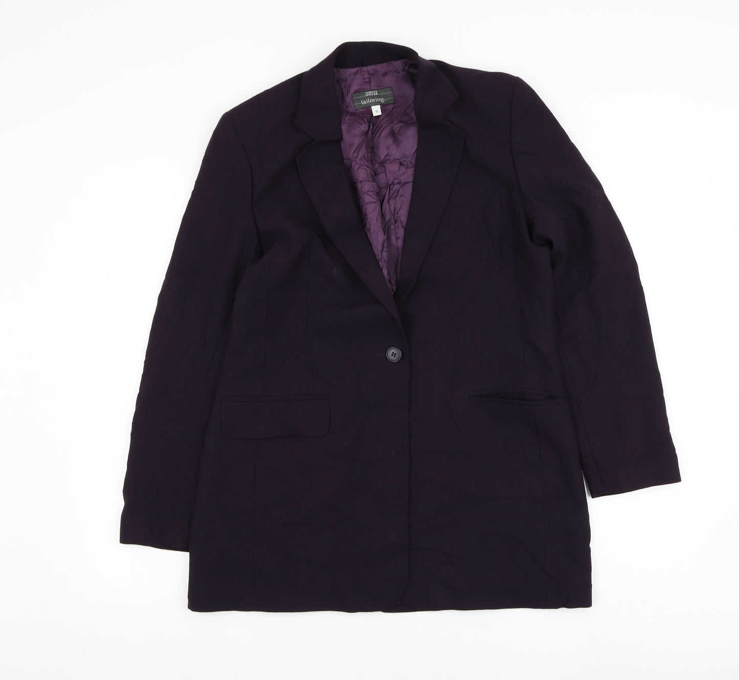 Marks and Spencer Womens Purple Jacket Blazer Size 12 Button