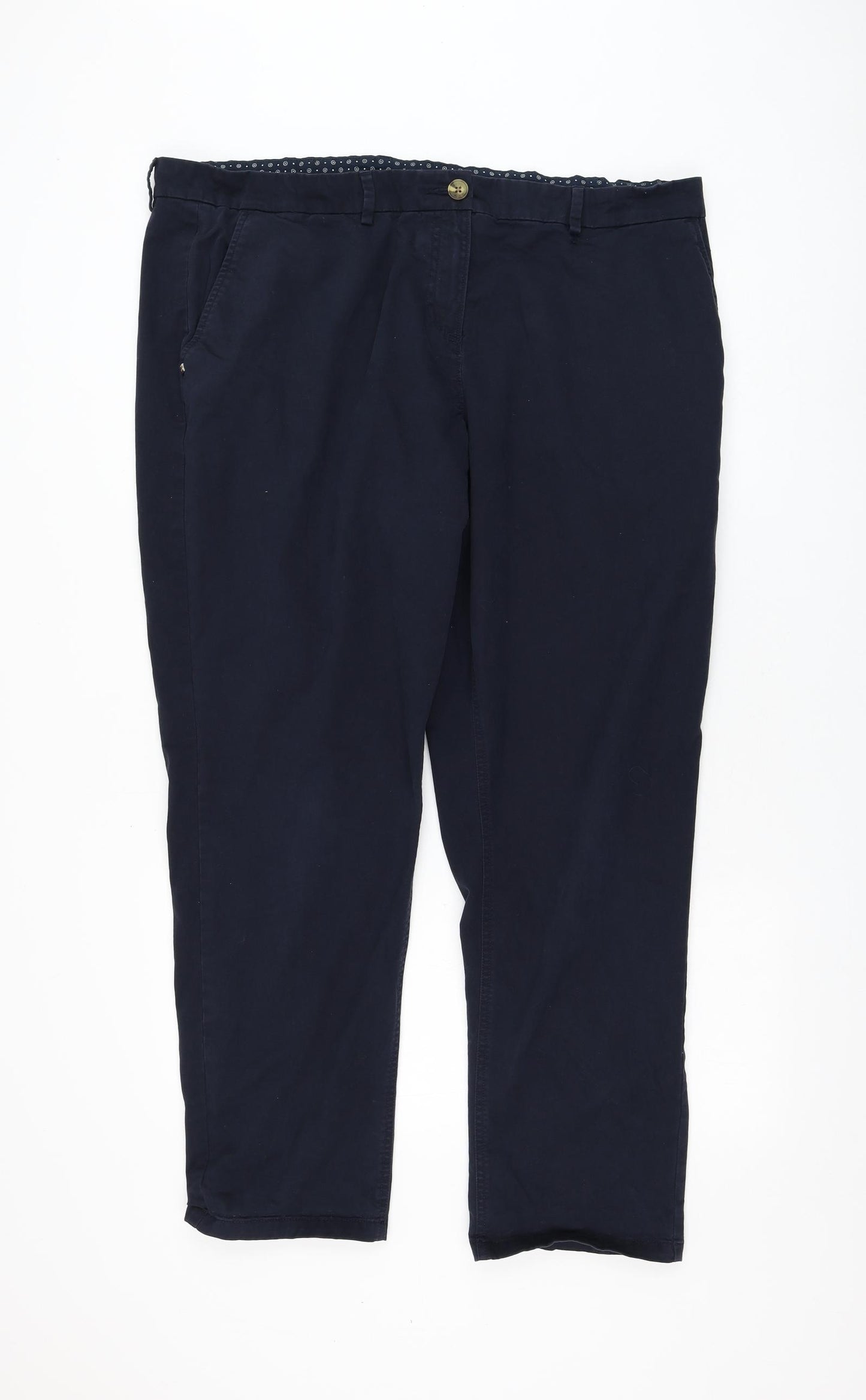 Debenhams Womens Blue Cotton Chino Trousers Size 20 L29 in Regular Zip