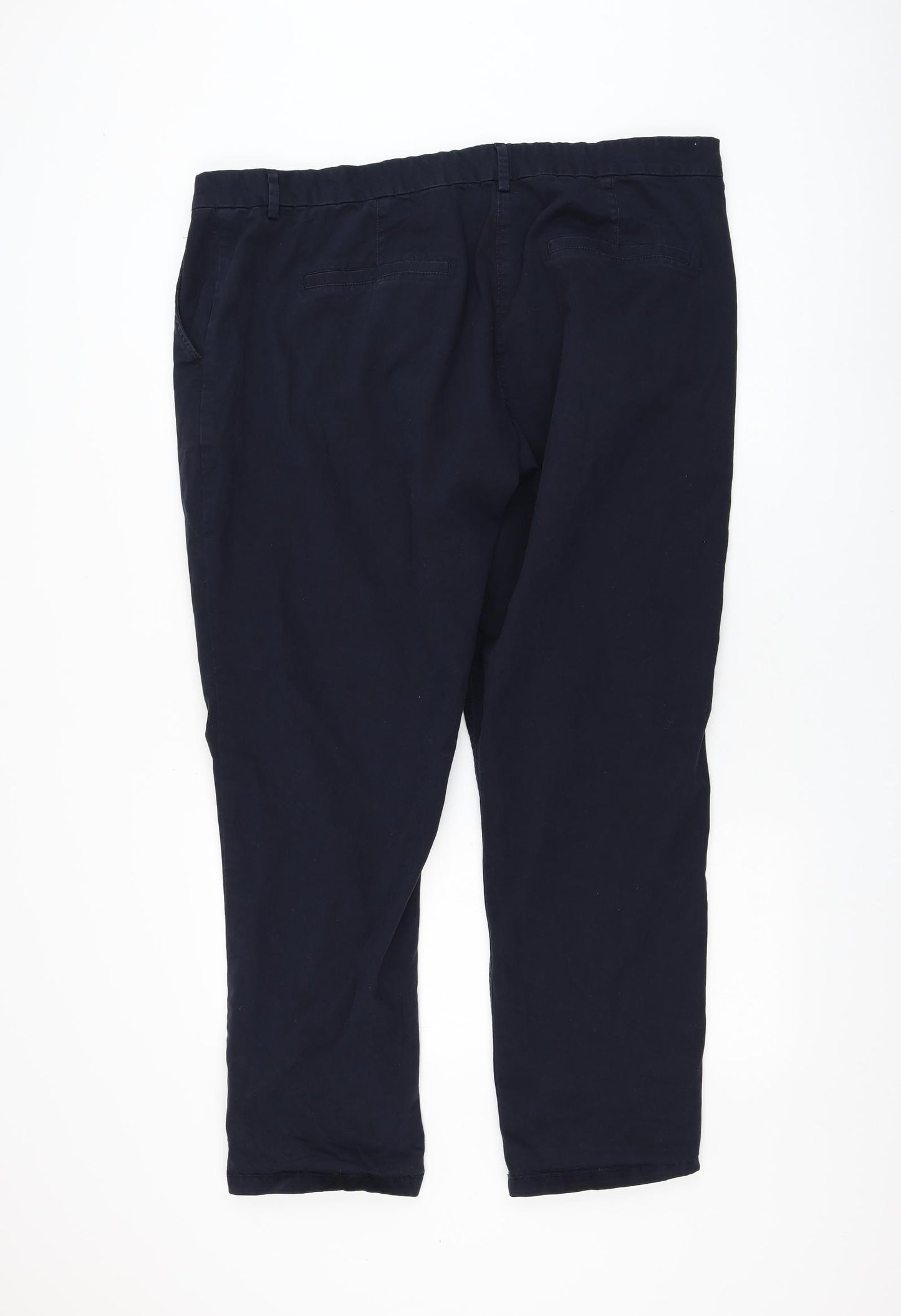 Debenhams Womens Blue Cotton Chino Trousers Size 20 L29 in Regular Zip