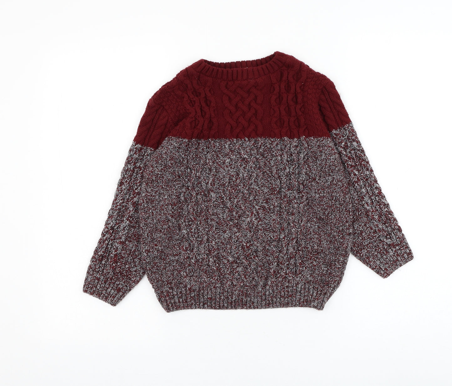 River Island Boys Red Round Neck Acrylic Pullover Jumper Size 7-8 Years Pullover