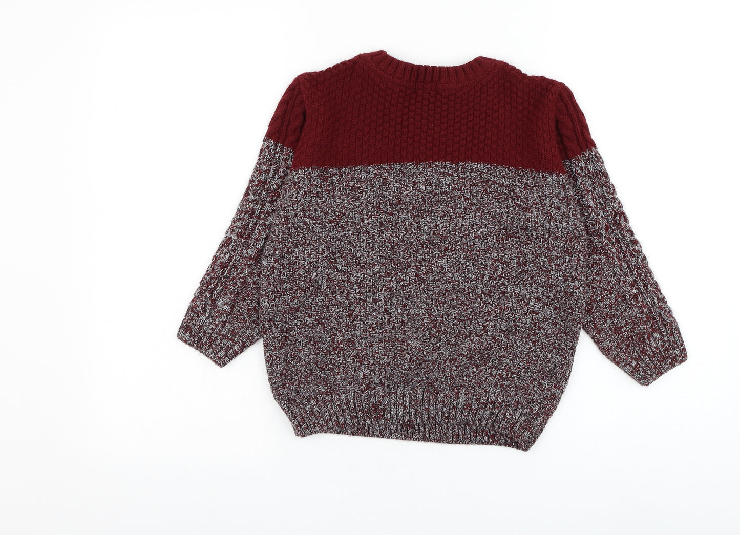 River Island Boys Red Round Neck Acrylic Pullover Jumper Size 7-8 Years Pullover