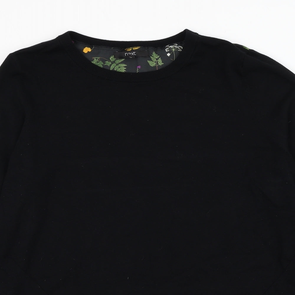 NEXT Womens Black Round Neck Floral Viscose Pullover Jumper Size 18