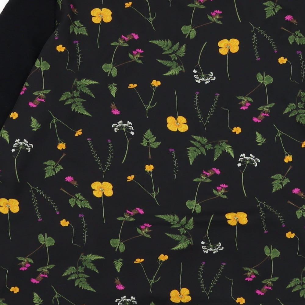 NEXT Womens Black Round Neck Floral Viscose Pullover Jumper Size 18