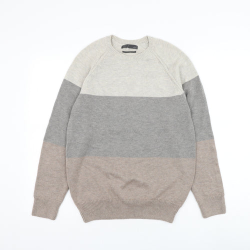 Marks and Spencer Mens Grey Round Neck Polyamide Pullover Jumper Size S