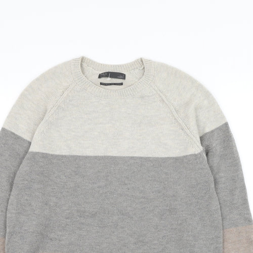Marks and Spencer Mens Grey Round Neck Polyamide Pullover Jumper Size S