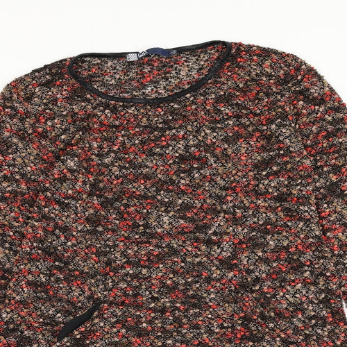 Isle Womens Black Round Neck Geometric Polyester Pullover Jumper Size 10