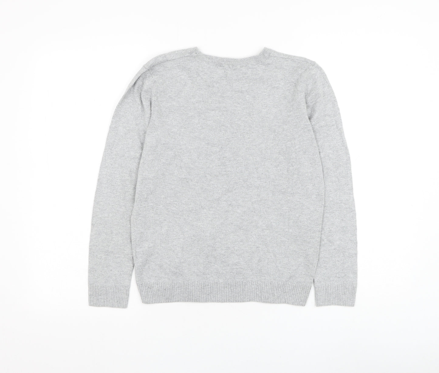 H&M Boys Grey Round Neck Cotton Pullover Jumper Size 11-12 Years Pullover