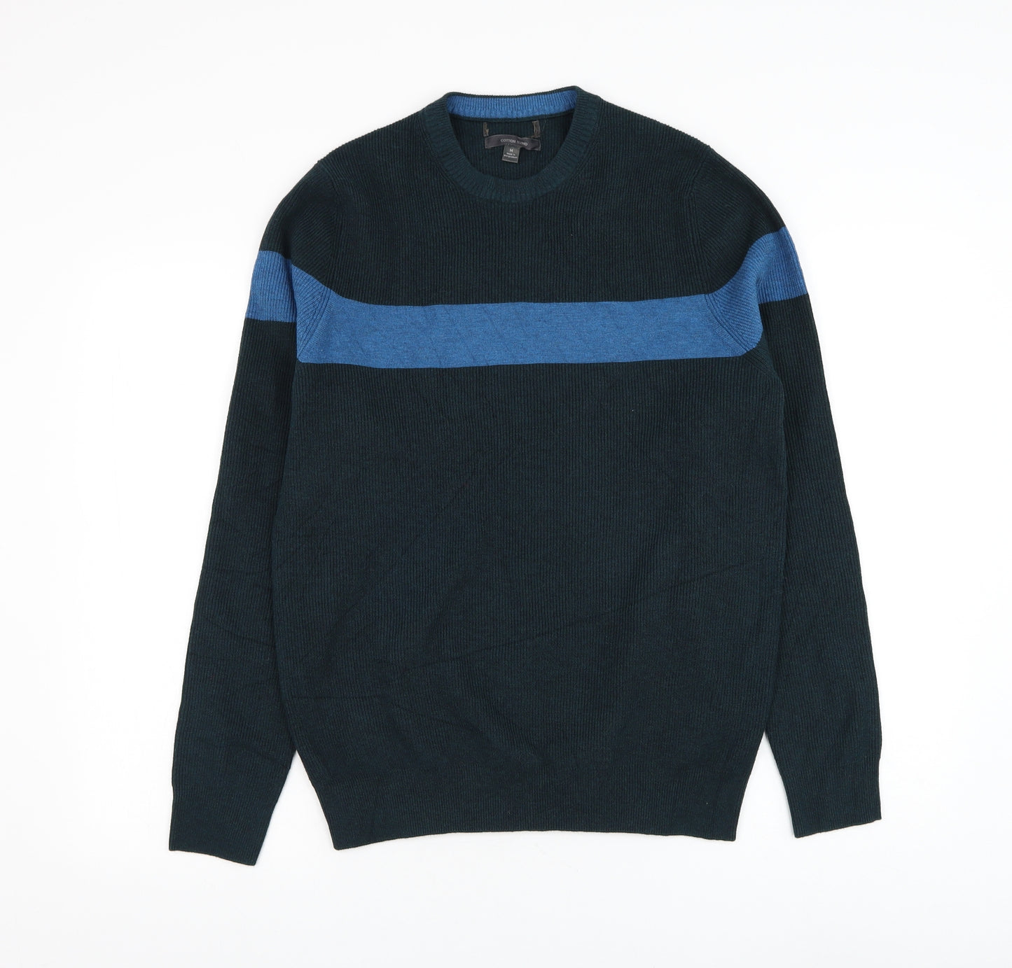 Preworn Mens Grey Round Neck Cotton Blend Pullover Jumper Size M