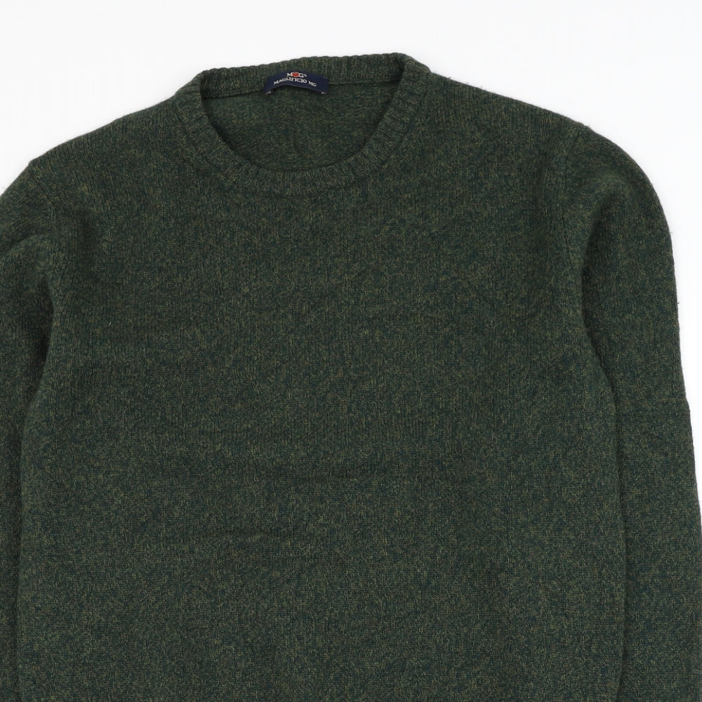 Maglificio MG Mens Grey Round Neck Wool Pullover Jumper Size M