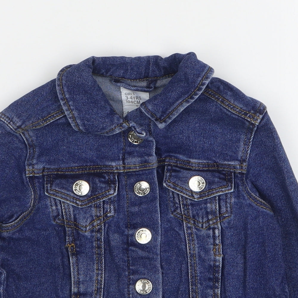 Denim & Co. Girls Blue Jacket Size 3-4 Years