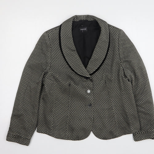 Basler Womens Beige Geometric Wool Jacket Sport Coat Size 18