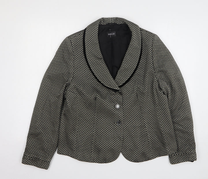 Basler Womens Beige Geometric Wool Jacket Sport Coat Size 18