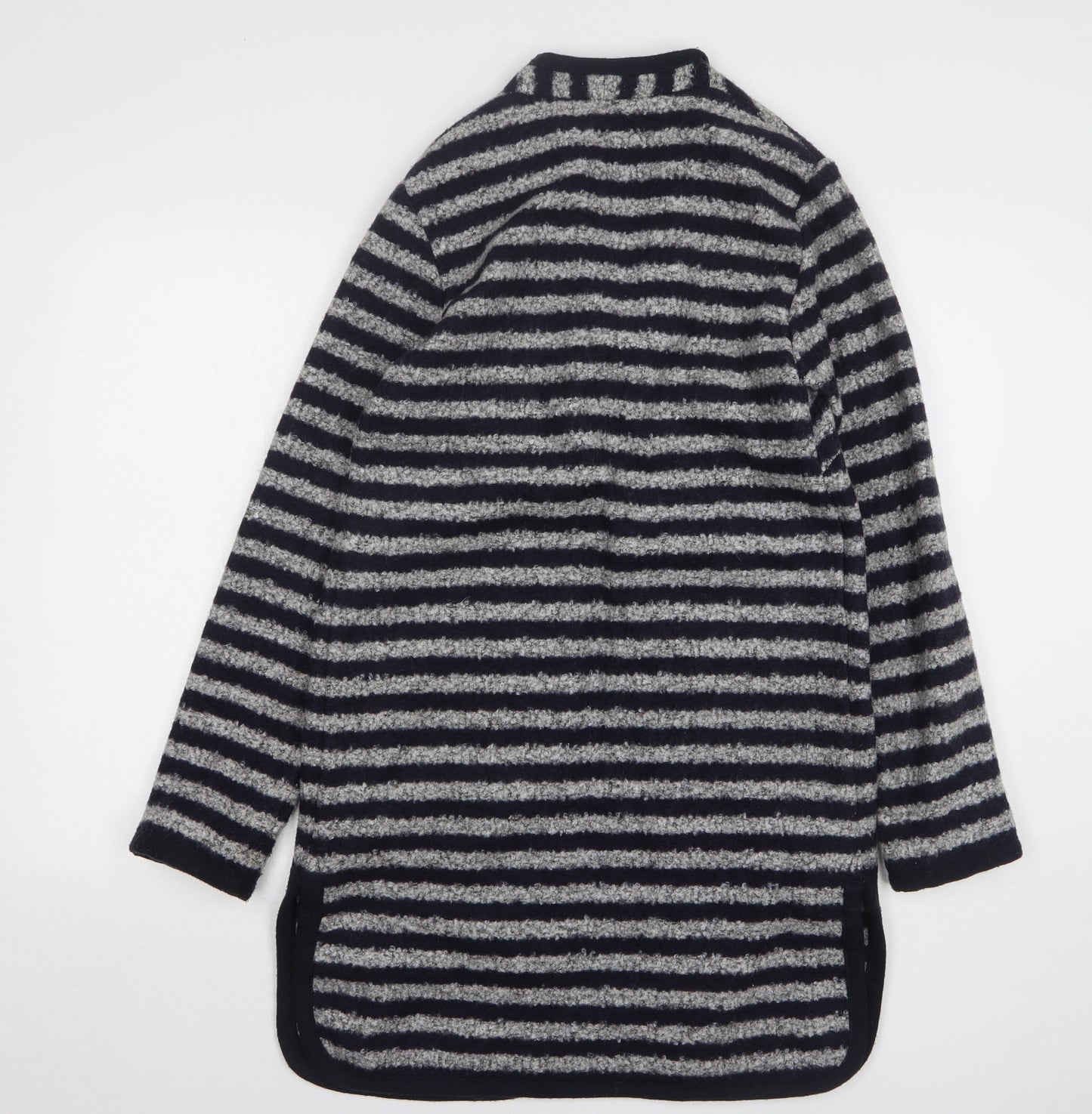 Marks and Spencer Womens Blue V-Neck Striped Polyester Cardigan Jumper Size S