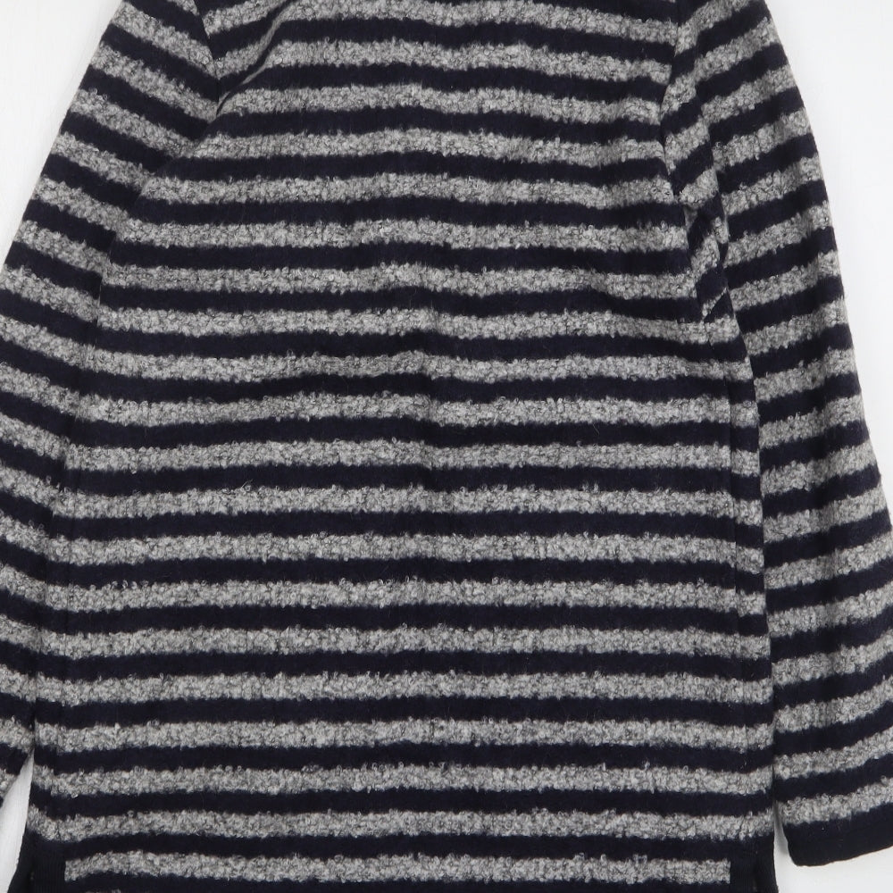 Marks and Spencer Womens Blue V-Neck Striped Polyester Cardigan Jumper Size S