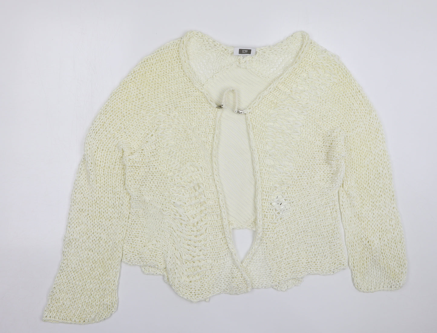 Crea Concept Womens Beige V-Neck Cotton Cardigan Jumper Size XL