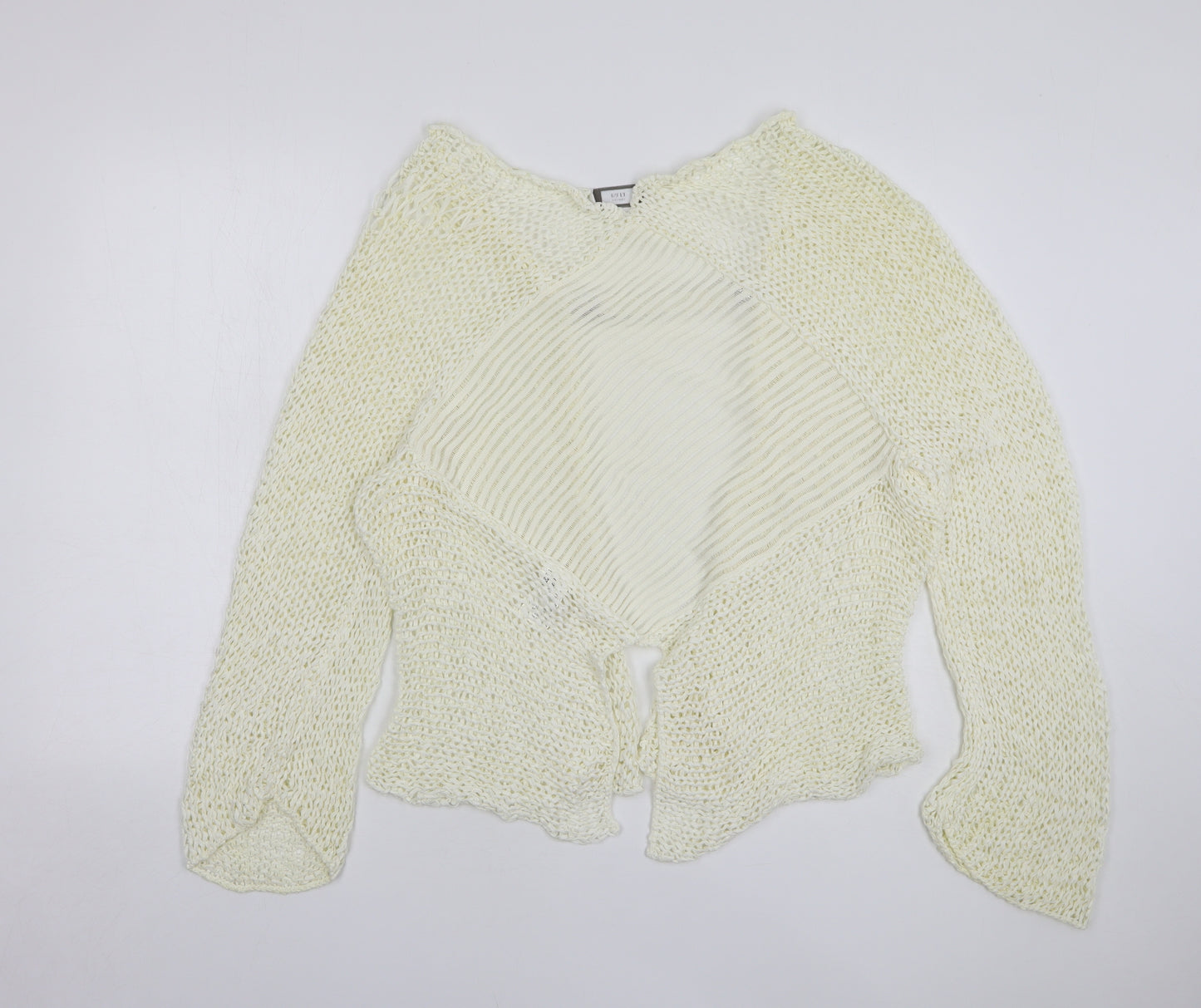 Crea Concept Womens Beige V-Neck Cotton Cardigan Jumper Size XL