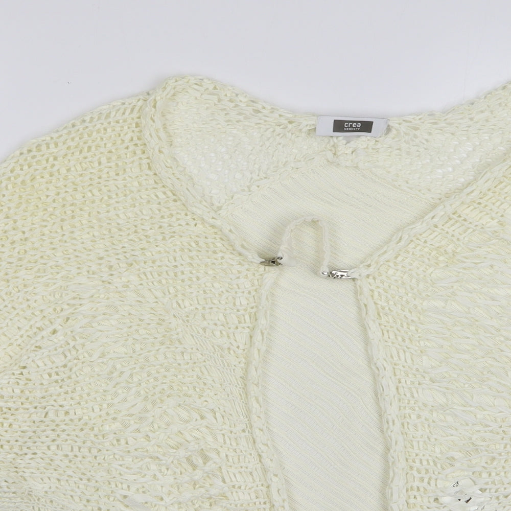 Crea Concept Womens Beige V-Neck Cotton Cardigan Jumper Size XL