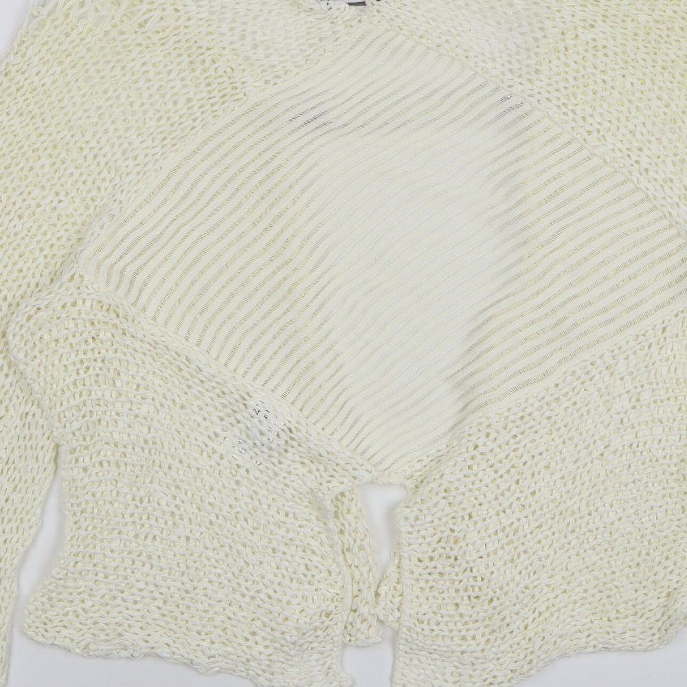 Crea Concept Womens Beige V-Neck Cotton Cardigan Jumper Size XL